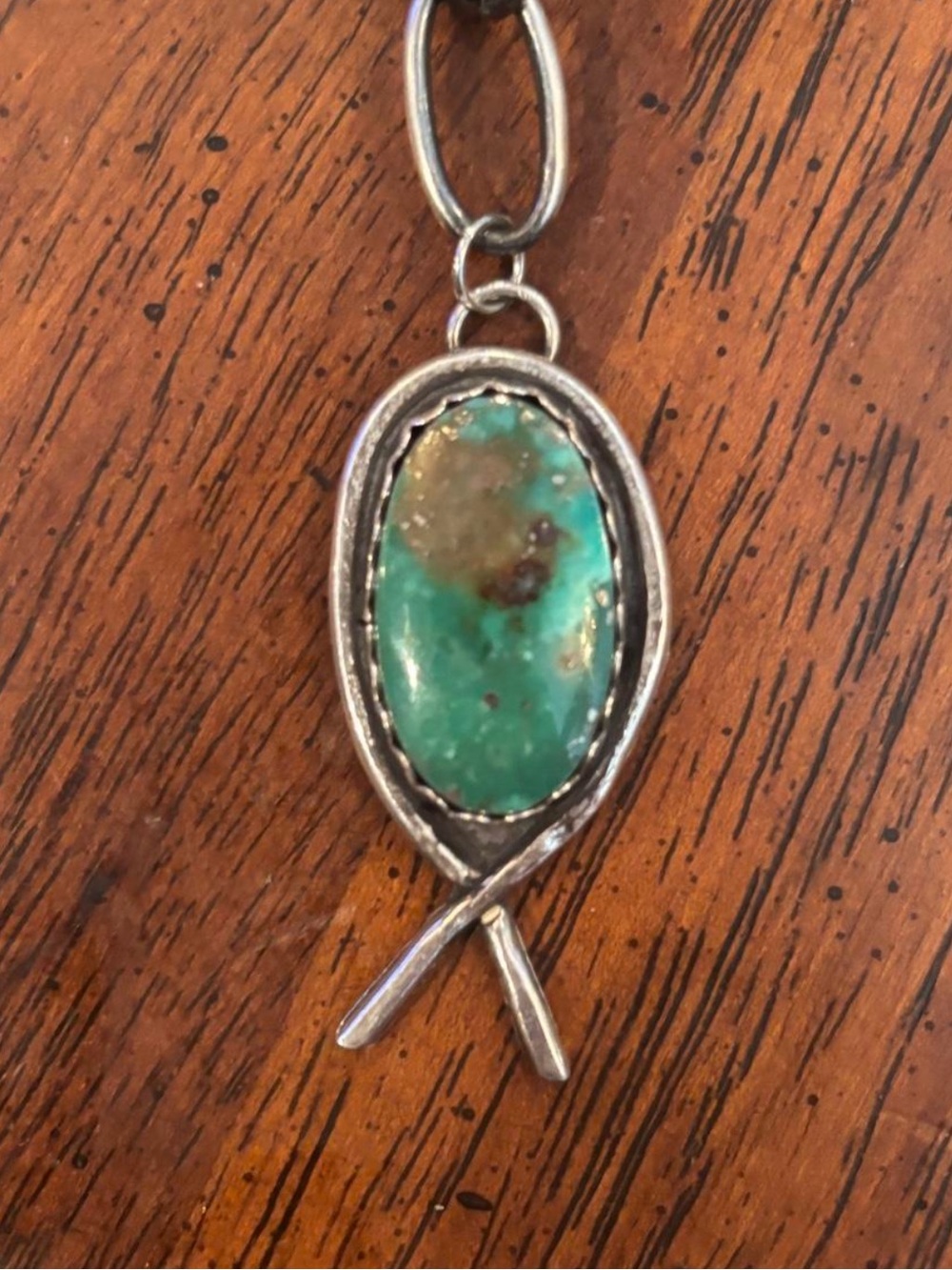 Sterling Silver Turquoise Oval Pendant Necklace - Green Stone